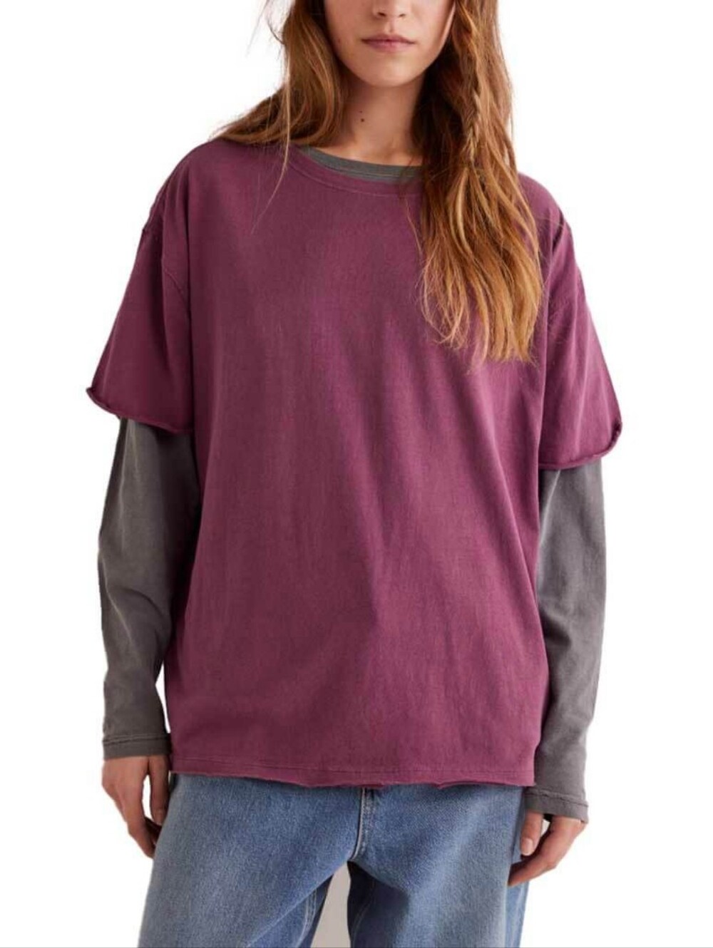 FREE PEOPLE Nina Tee In Maroon S.